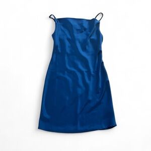 Urban Outfitters Navy Cobalt Blue Satin Mini Dress
